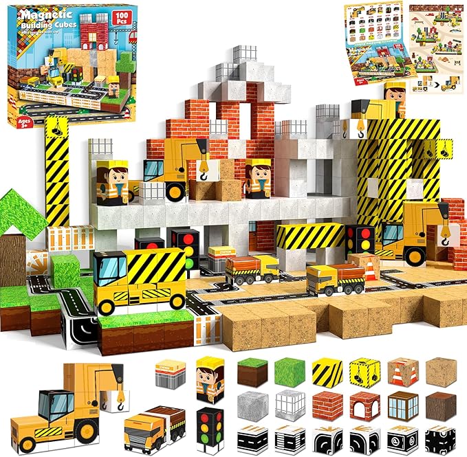 Magnetic Building Tiles Set 100Pcs - 100 SZTUK Klocków Magnetycznych, Magnetyczne Klocki