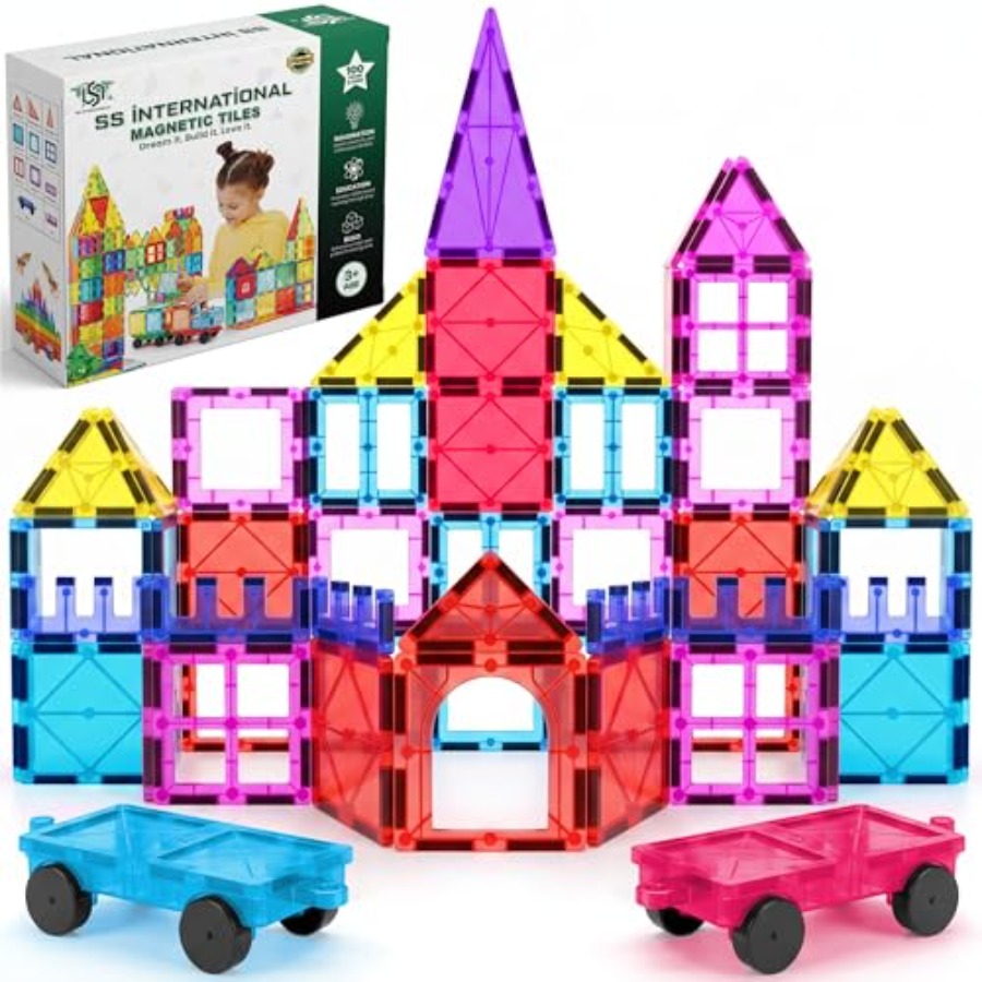 Magnetic Building Tiles Set 100Pcs - Magnetyczny zestaw konstrukcyjny z 100 elementami,