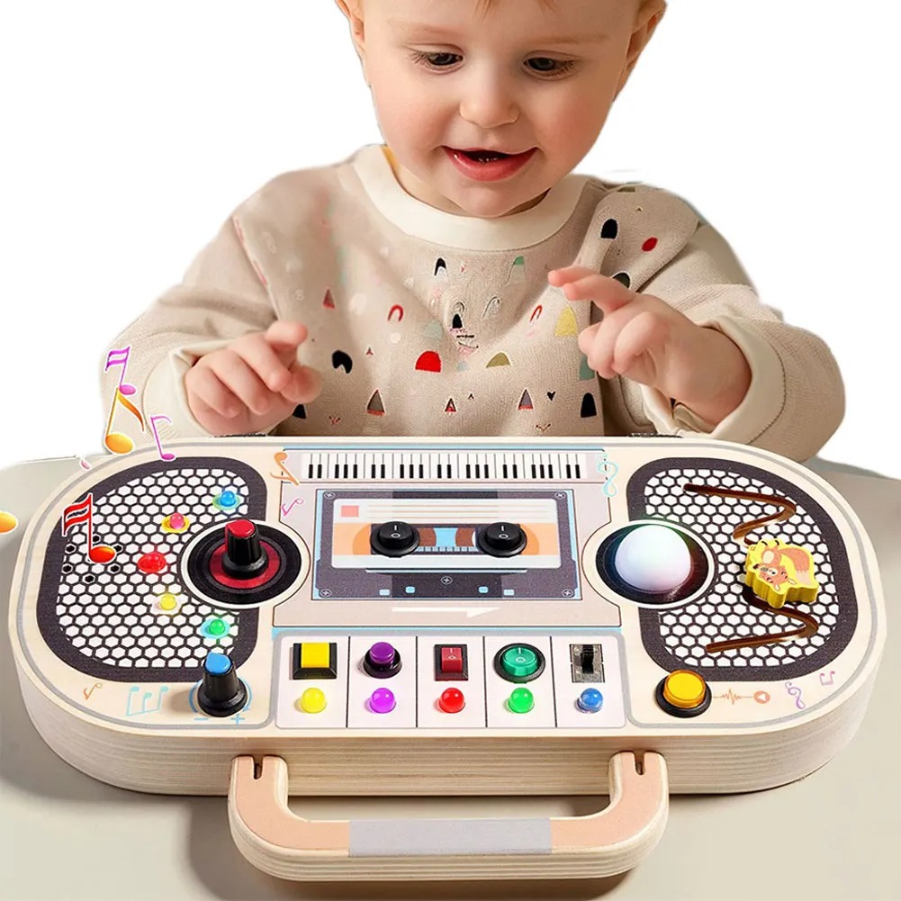 Montessori Wooden Busy Board Toddler - Zabawki dla maluchów Montessori Drewniana tablica