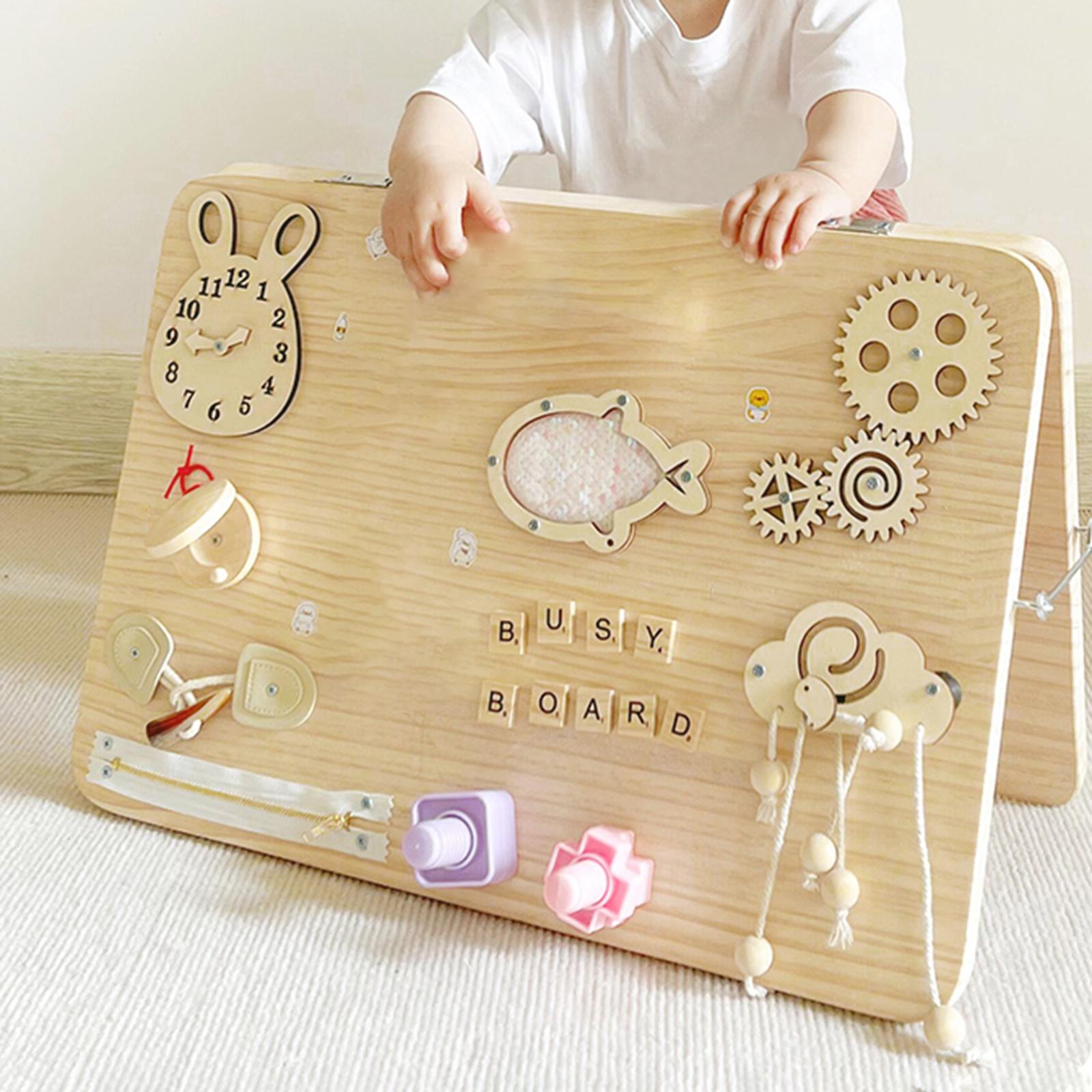 Montessori Wooden Busy Board Toddler - Drewniana tablica manipulacyjna Montessori, puzzle, zestaw