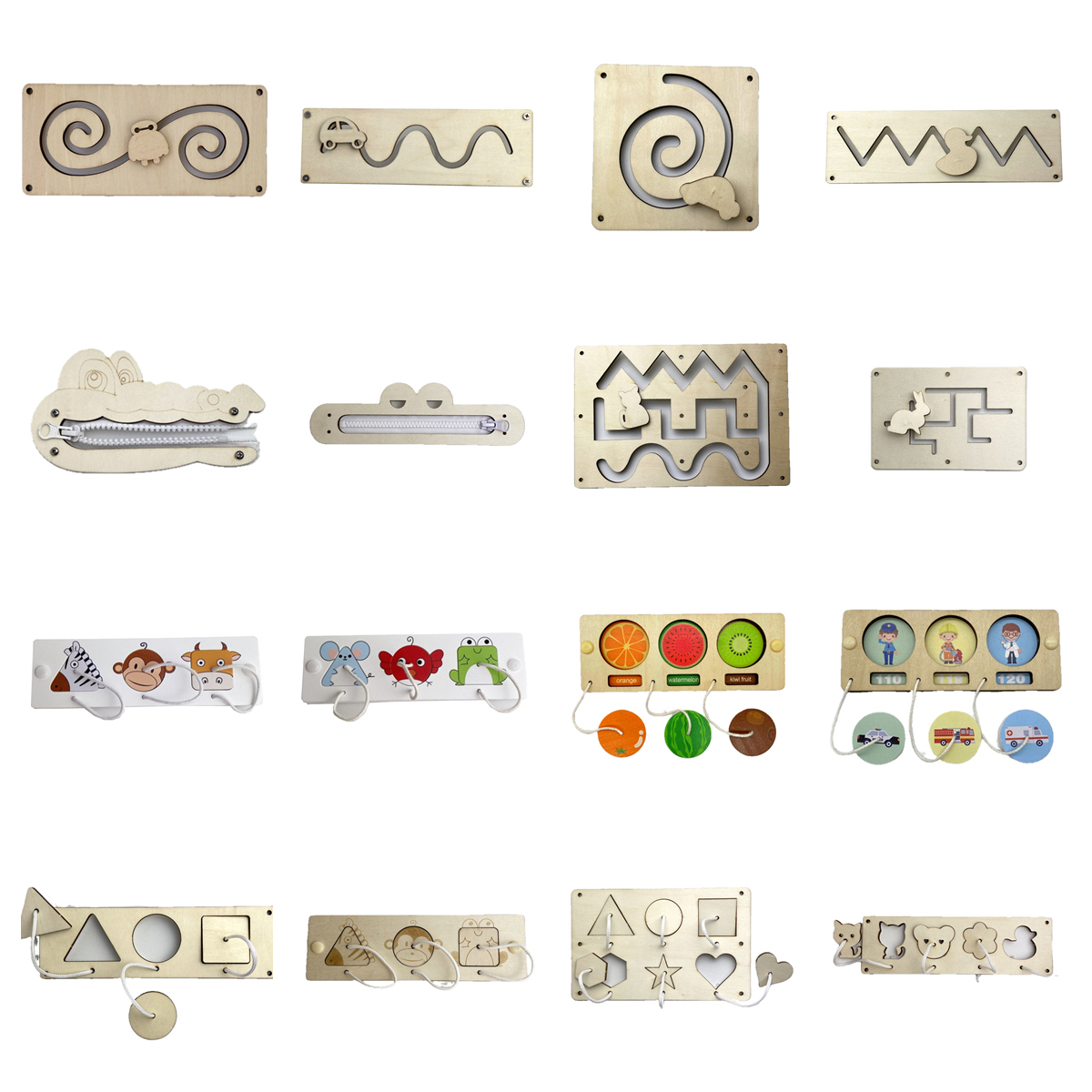 Montessori Wooden Busy Board Toddler - Domowe materiały Montessori drewniane zabawki edukacyjne