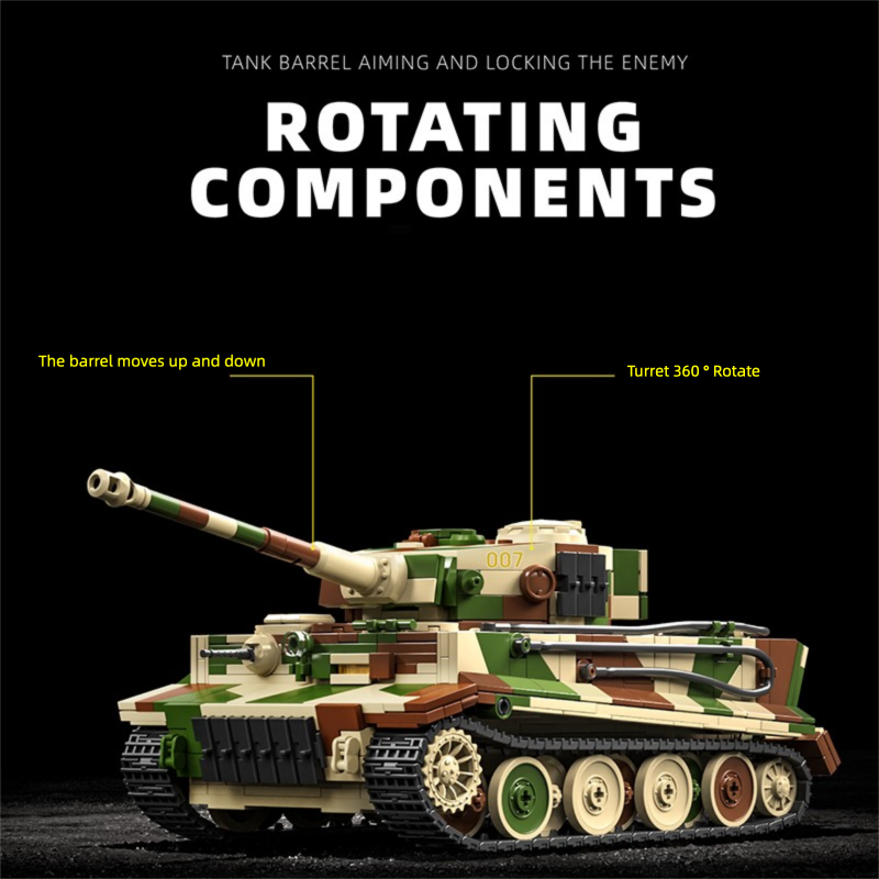 Lego Compatible Military Tank - Zestaw klocków do budowy niemieckiego czołgu