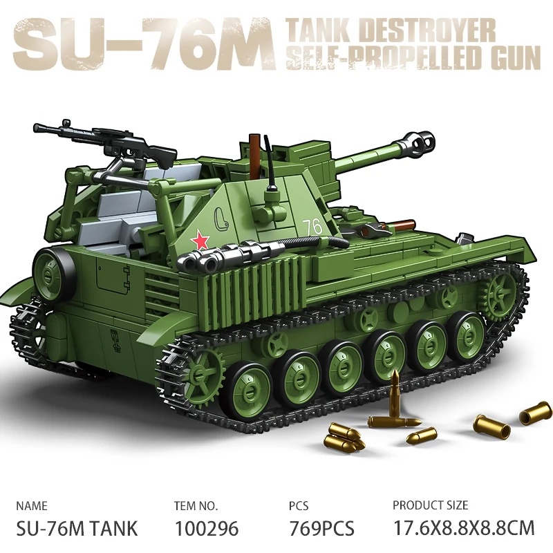 Lego Compatible Military Tank - Zestaw klocków konstrukcyjnych radzieckiego niszczyciela czołgów
