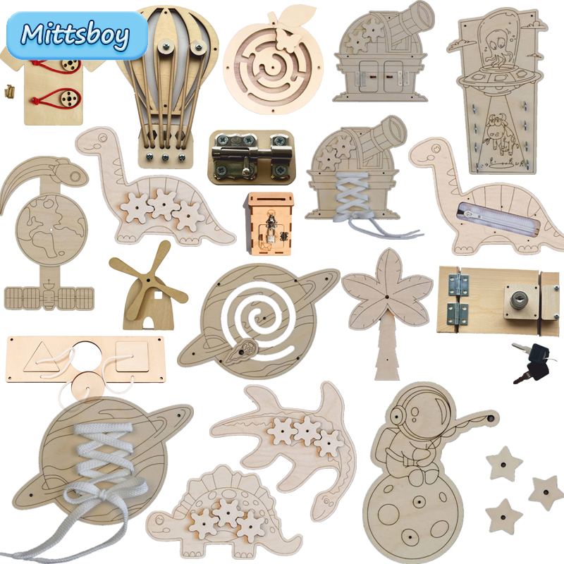 Montessori Wooden Busy Board Toddler - Montessori zajęta tablica akcesoria drewniane zabawki