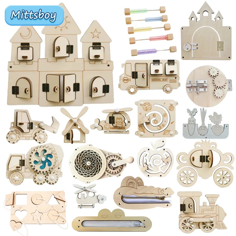Montessori Wooden Busy Board Toddler - Montessori Busy Board DIY akcesoria drewniane
