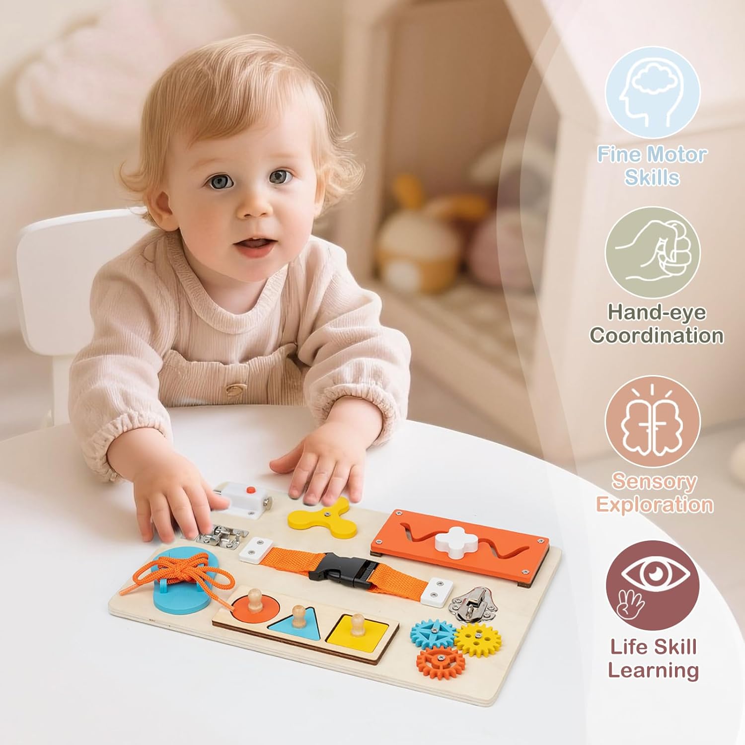 Tablica Manipulacyjna Montesso – Montessori Wooden Busy Board Toddler recenzja i cena