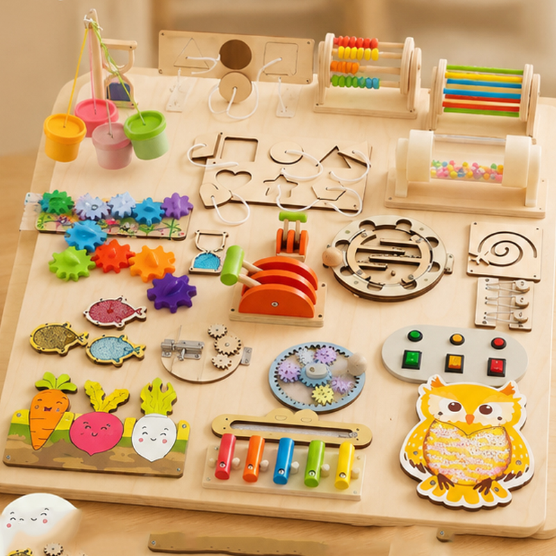Akcesoria do tablic manipulacy – Montessori Wooden Busy Board Toddler recenzja i cena