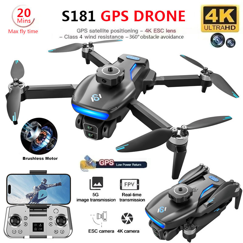 S181 GPS Drone 4K profesjonaln – Fpv Brushless Rc Drone 4K recenzja i cena